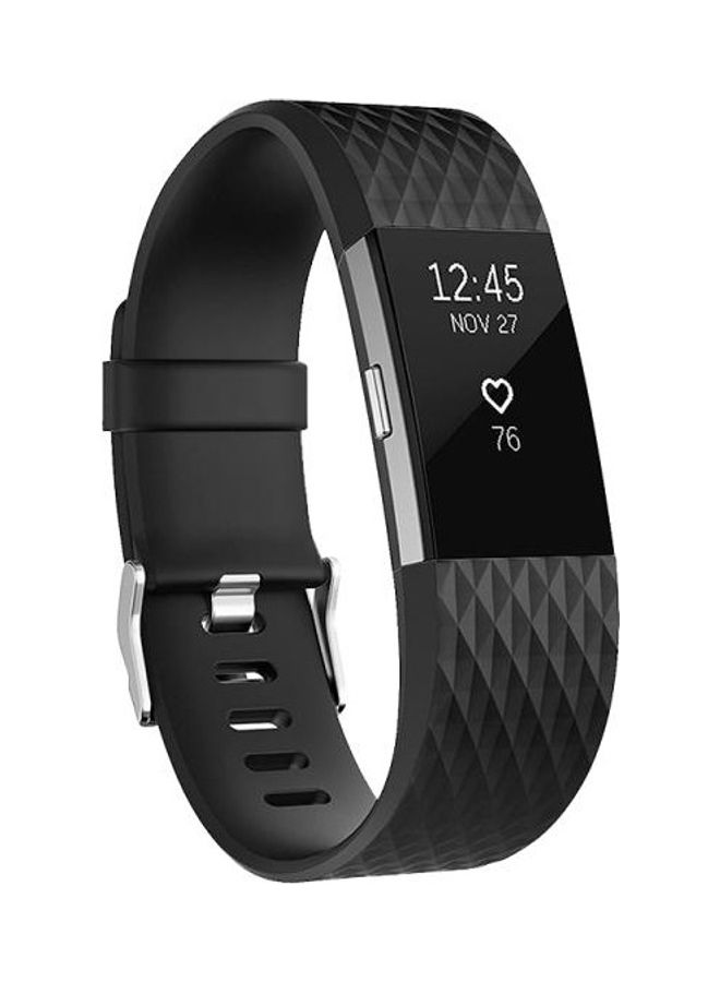 NIBEMINENT Diamond Pattern Adjustable Sport Wrist Strap For Fitbit Charge 2 Black - Image 1