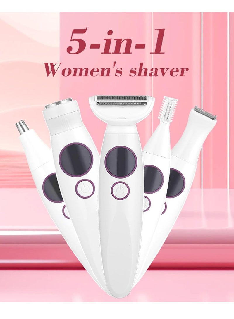 AirYoung Nose Hair Trimmer, Eyebrow Razor, Facial Hair Remover for Women, 5-in-1 Women's Razor, Electric with Digital Display, USB Charging Function, Nose Hair, Ear Hair, Eyebrow Trimmer for Women - Image 2