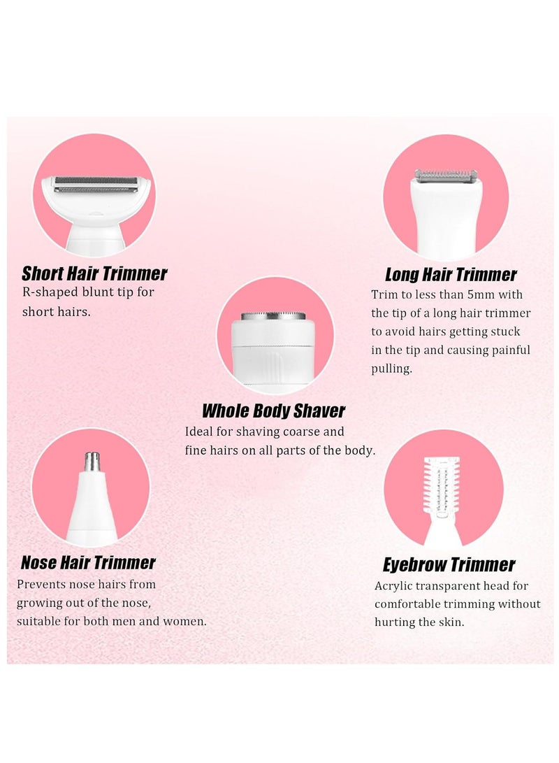 AirYoung Nose Hair Trimmer, Eyebrow Razor, Facial Hair Remover for Women, 5-in-1 Women's Razor, Electric with Digital Display, USB Charging Function, Nose Hair, Ear Hair, Eyebrow Trimmer for Women - Image 5