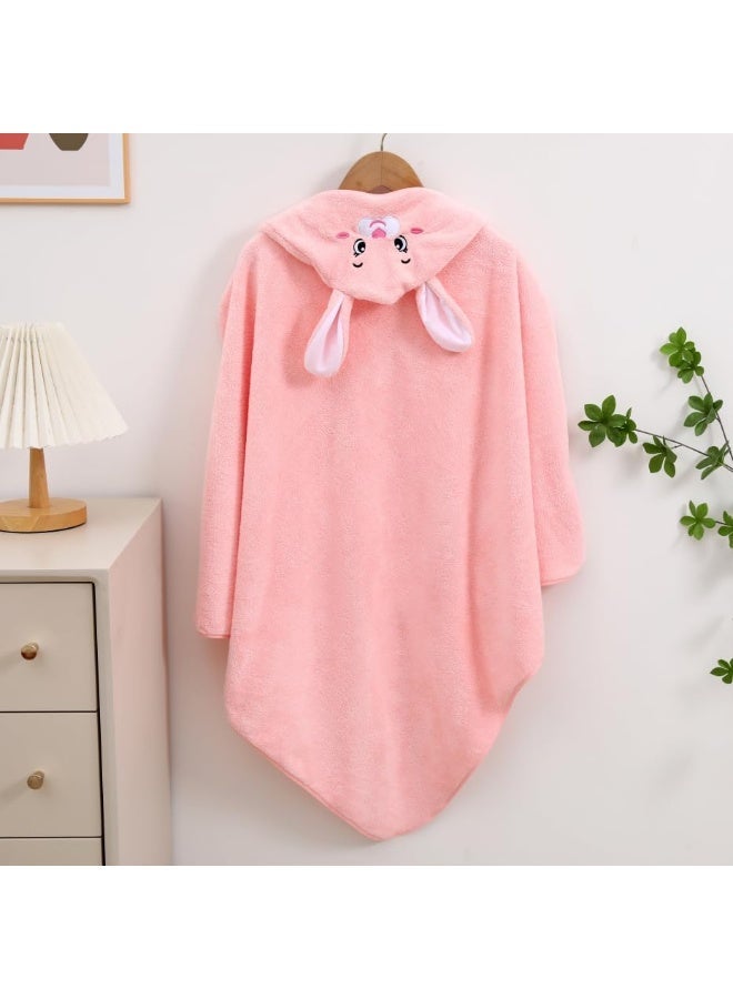 Mee Mee Hooded Baby Bath Towel for New Born | Wash Cloth, Quick Absorbent, Can be Used for Baby Swaddling, Extra Soft Cotton Towels for Kids/Toddlers/Infants/Babies, Pack of 1, (Pink Rabbit) 80X80 CM