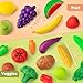 TikOnsYol 55 Pcs Grocery Store Pretend Play Food Set with Shopping Basket for Kids Toddlers 13 48 Kids Play Kitchen Accessories Plastic Fake Food Fruits and Vegetables Can Toy Gifts for Boys Girls - Image 4