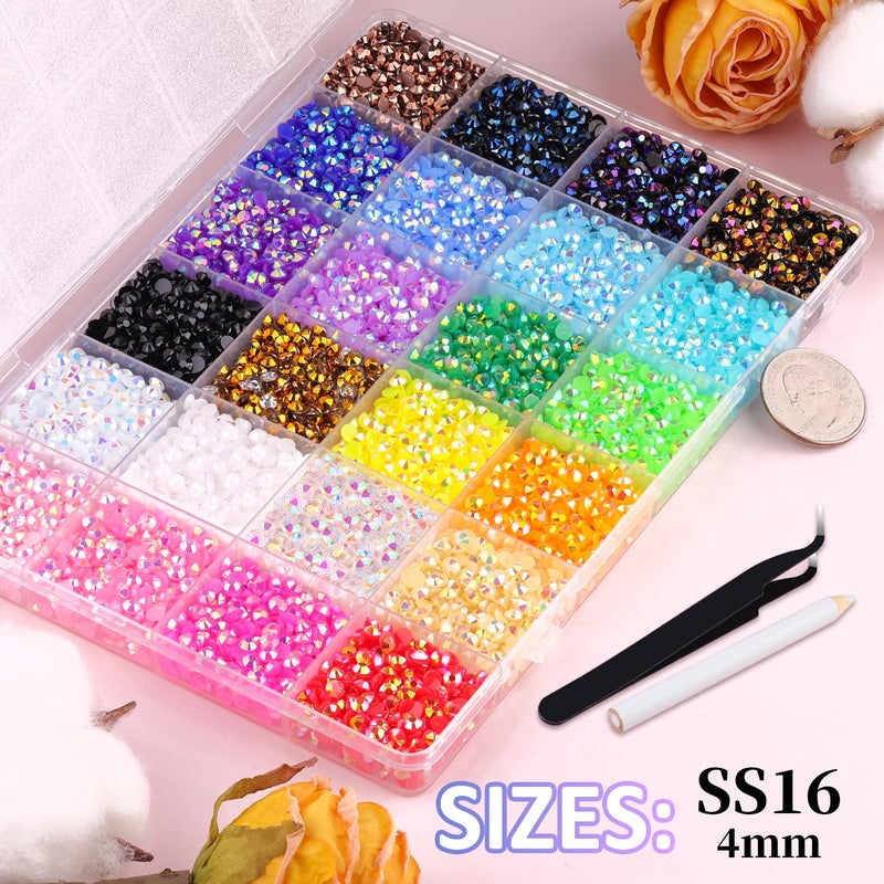 TINKRSTUFF 18000Pcs Resin Jelly Rhinestones for Bedazzling, Mixed-Color 4mm Flatback Gems for Diamond Art, Bedazzler Kit with 3Pcs 10ml B7000 Jewelry Glue for DIY Crafting Crafts Book Shoes Nail Art - Image 2