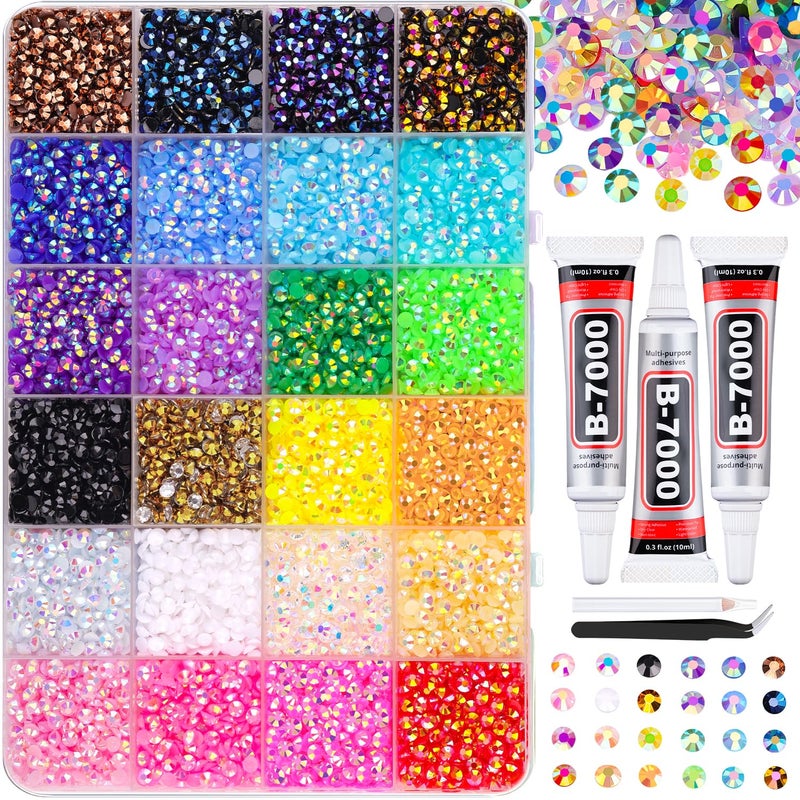 TINKRSTUFF 18000Pcs Resin Jelly Rhinestones for Bedazzling, Mixed-Color 4mm Flatback Gems for Diamond Art, Bedazzler Kit with 3Pcs 10ml B7000 Jewelry Glue for DIY Crafting Crafts Book Shoes Nail Art - Image 1