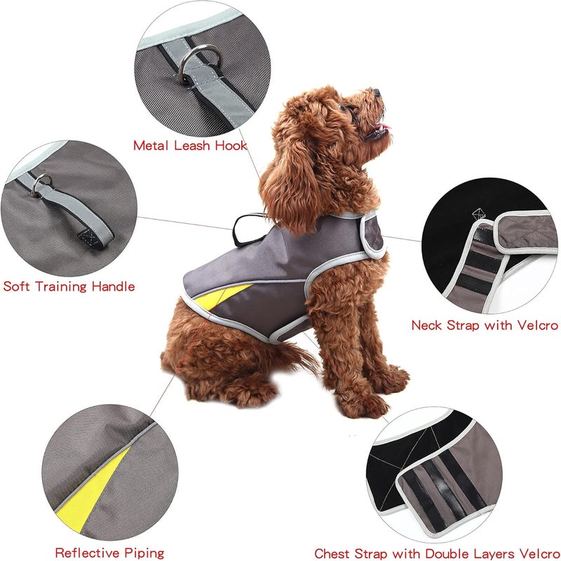 Winbate Dog Cold Weather Coat- Adjustable Dog Anxiety Jacket Keep Calming Vest Thunder Shirt with D-Ring and Training Handle for Medium Dogs，Grey - Image 4