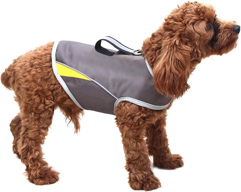 Winbate Dog Cold Weather Coat- Adjustable Dog Anxiety Jacket Keep Calming Vest Thunder Shirt with D-Ring and Training Handle for Medium Dogs，Grey - Image 1
