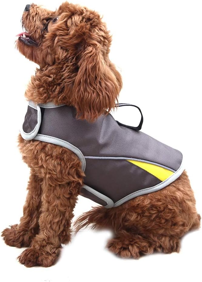 Winbate Dog Cold Weather Coat- Adjustable Dog Anxiety Jacket Keep Calming Vest Thunder Shirt with D-Ring and Training Handle for Medium Dogs，Grey - Image 2