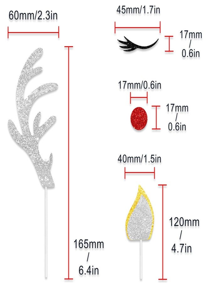 LETLIMIT Christmas Reindeer Cake Topper Deer Eyelashes Nose Ear Antler Picks for Doe or Buck Gender Reveal Theme Decor Supplies Baby Shower Happy Birthday Merry Christmas Happy New Yea Party Decorations - Image 4