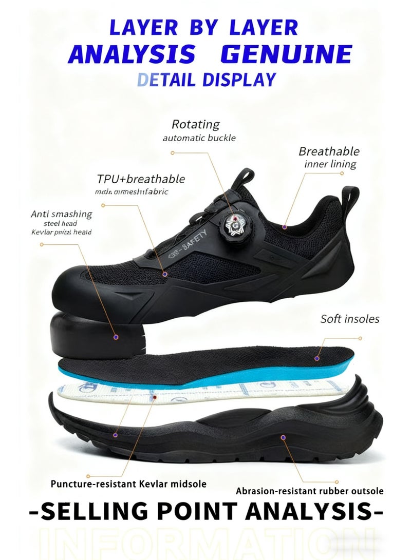 سكاي فيو أحذية أمان للبناء الصناعي، مقدمة فولاذية للرجال والنساء، أحذية عمل واسعة قابلة للتنفس مع نعل ناعم متين، أحذية رياضية مريحة مقاومة للانزلاق للأغراض الصناعية. مقاسات من 40 إلى 46 - Image 3