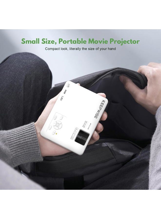 KEEPWISE WiFi Projector with 100'' Projector Screen, 9000Lux Projector for Outdoor Movies 1080P Full HD Supported Mini Portable Projector Compatible with Smartphone TV Stick HDMI USB AV AUX - Image 2