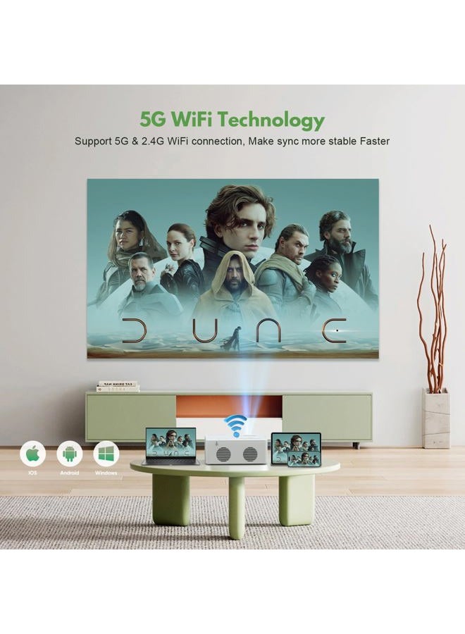 KEEPWISE WiFi Projector with 100'' Projector Screen, 9000Lux Projector for Outdoor Movies 1080P Full HD Supported Mini Portable Projector Compatible with Smartphone TV Stick HDMI USB AV AUX - Image 4