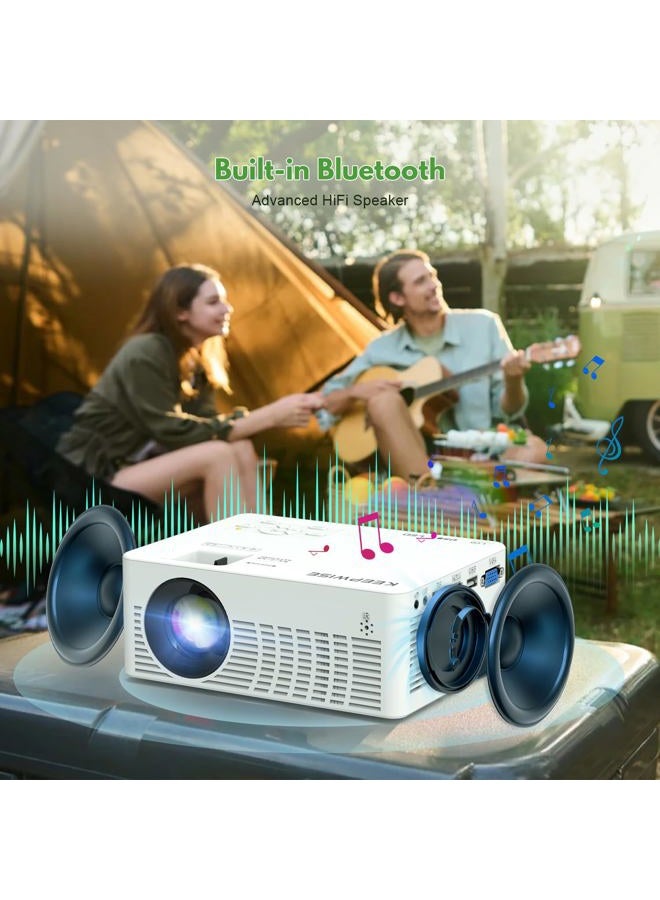 KEEPWISE WiFi Projector with 100'' Projector Screen, 9000Lux Projector for Outdoor Movies 1080P Full HD Supported Mini Portable Projector Compatible with Smartphone TV Stick HDMI USB AV AUX - Image 5