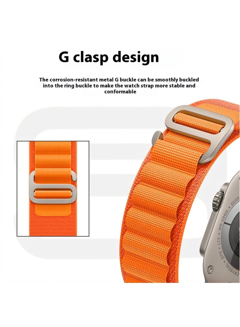 ويكسون 4 عبوات لساعة Apple Watch Alpine Loop Band 49 مم/45 مم/44 مم حزام رياضي منسوج من الناي متوافق مع iWatch Series 8/Ultra/7/SE/6/5/4/3/2/8 //برتقالي/ أبيض / أخضر / برتقالي / أسود - Image 4