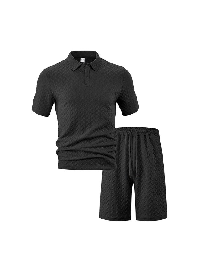 Casual Summer Floral Men's Polo Shirt Set Short Sleeve Fashion Sporty Menswear Thin Material Chinese Origin Male Ensemble - Image 1