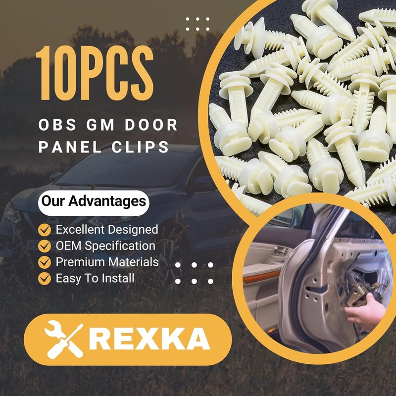 Rexka 10pcs Door Panel Clips Retainers 15545202 Compatible with GM Chevrolet GMC Trucks Chevy Pickup SUV - Image 2