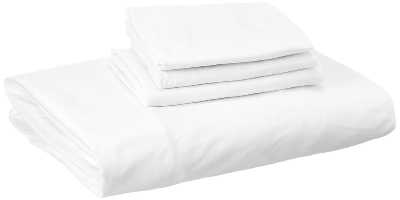 Khoyot Hotel-style plain cotton fitted sheet set - 4 pieces (1 sheet - 1 pillow - 2 pillowcases) - Size (200cmx200cmx30cm) - White