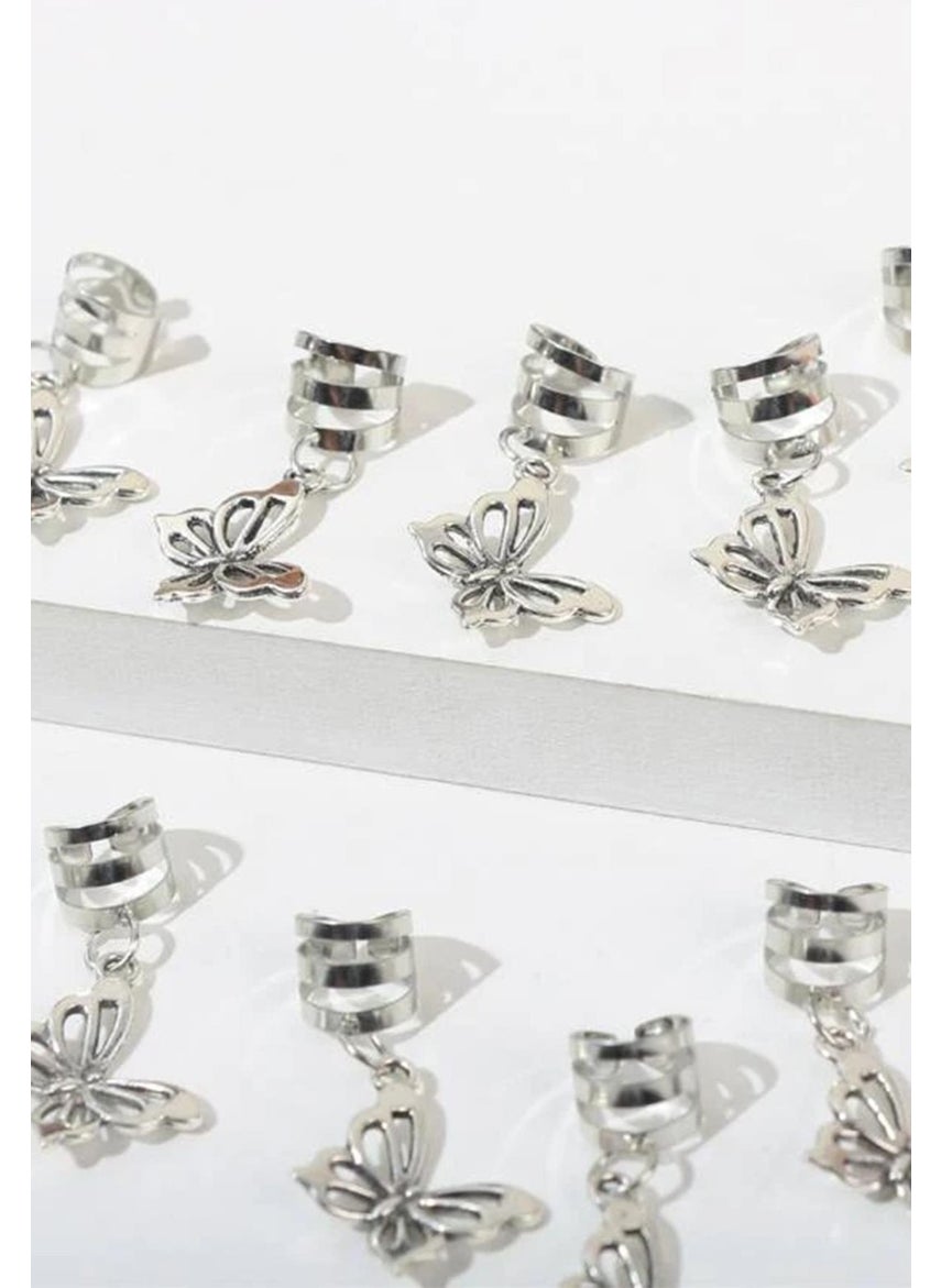 Bahels - Silver Bohema Butterfly Hair Earring Clasp Set 5 Pieces - Image 1