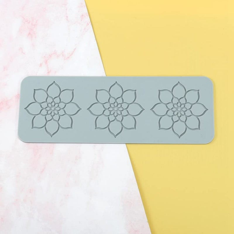 TUKE Lace Molds for Cake Decorating 3D Leaf Silicone Molds for Baking Gummy Molds Clay Fondant Molds Lace Mats Flower Honeycomb Bee Pattern for Sugar Chocolate Polymer (Flower_11.4x4x0.12inch_P) - Image 4