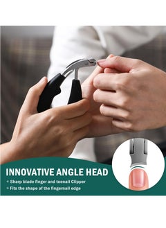 Excefore Angled Head Handled Toenail Clipper, Professional Ingrown Toe Nail Clippers for Thick Nails Seniors, Ergonomic Design Slanted Nail Clippers with Catcher, Pedicure Toenail Cutters Toenail Scissors  - Image 2