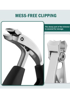 Excefore Angled Head Handled Toenail Clipper, Professional Ingrown Toe Nail Clippers for Thick Nails Seniors, Ergonomic Design Slanted Nail Clippers with Catcher, Pedicure Toenail Cutters Toenail Scissors  - Image 4