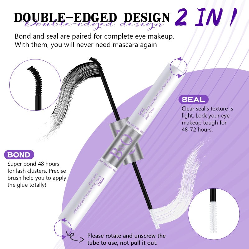 B&qaugen B&Q Lashes Bond and Seal Waterproof 10ML Bond and Seal Long Lasting Lash Bond DIY Lash Extension Bond and Seal for Beginner Eyelash Bond and Sealï¼ˆYJST-Blackï¼‰ - Image 2