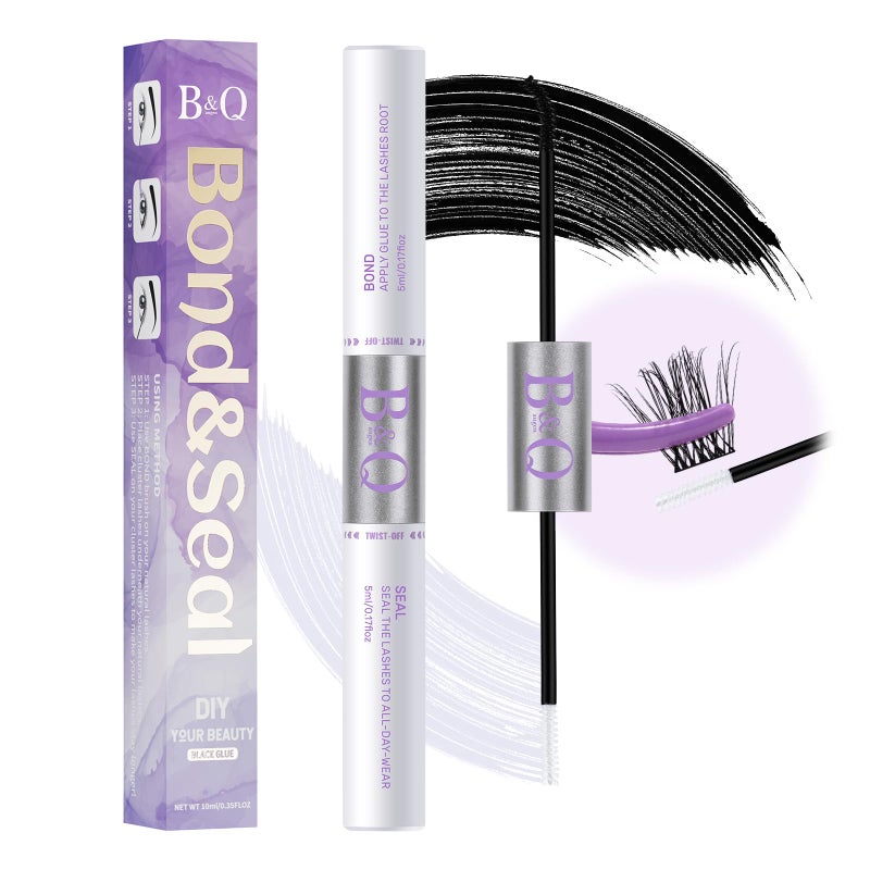 B&qaugen B&Q Lashes Bond and Seal Waterproof 10ML Bond and Seal Long Lasting Lash Bond DIY Lash Extension Bond and Seal for Beginner Eyelash Bond and Sealï¼ˆYJST-Blackï¼‰ - Image 1