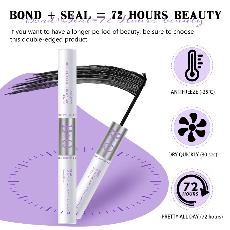B&qaugen B&Q Lashes Bond and Seal Waterproof 10ML Bond and Seal Long Lasting Lash Bond DIY Lash Extension Bond and Seal for Beginner Eyelash Bond and Sealï¼ˆYJST-Blackï¼‰ - Image 3