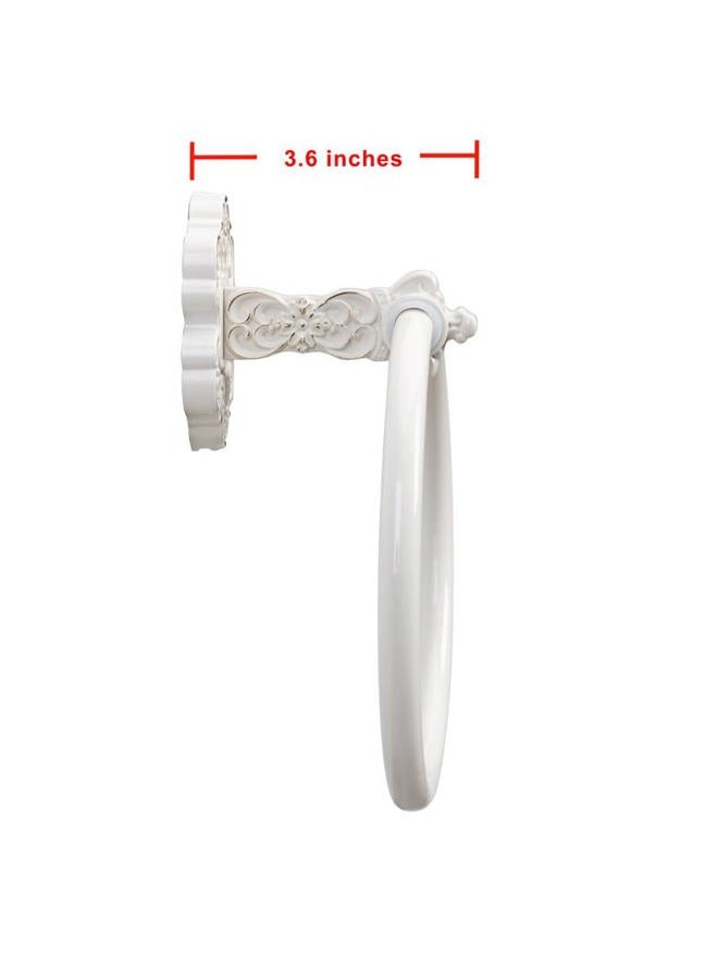 SDH Vintage Style Antique White & Gold Bathroom Towel Ring - Wall Mount Kitchen & Bathroom Hand Towel Holder - Pack of 1 Heavy Duty Aluminium Hanging Ring - Image 5