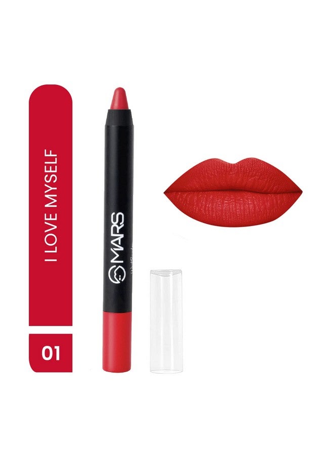 MARS Long Lasting Crayon Lipstick with 12 hours stay | Matte Finish | Waterproof | Won't Smudge Won't Budge Lip Crayon (3.5 grms) (01-I Love Myself) - Image 2