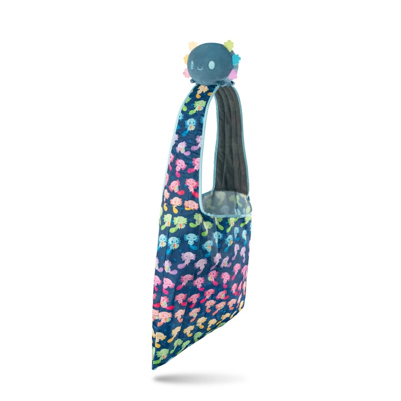 TeeTurtle Plushie Tote Bag Blue Rainbow Axolotl From the creators of the Original Reversible Octopus Plushie Take Your Plush Pal Wherever You Go - Image 2