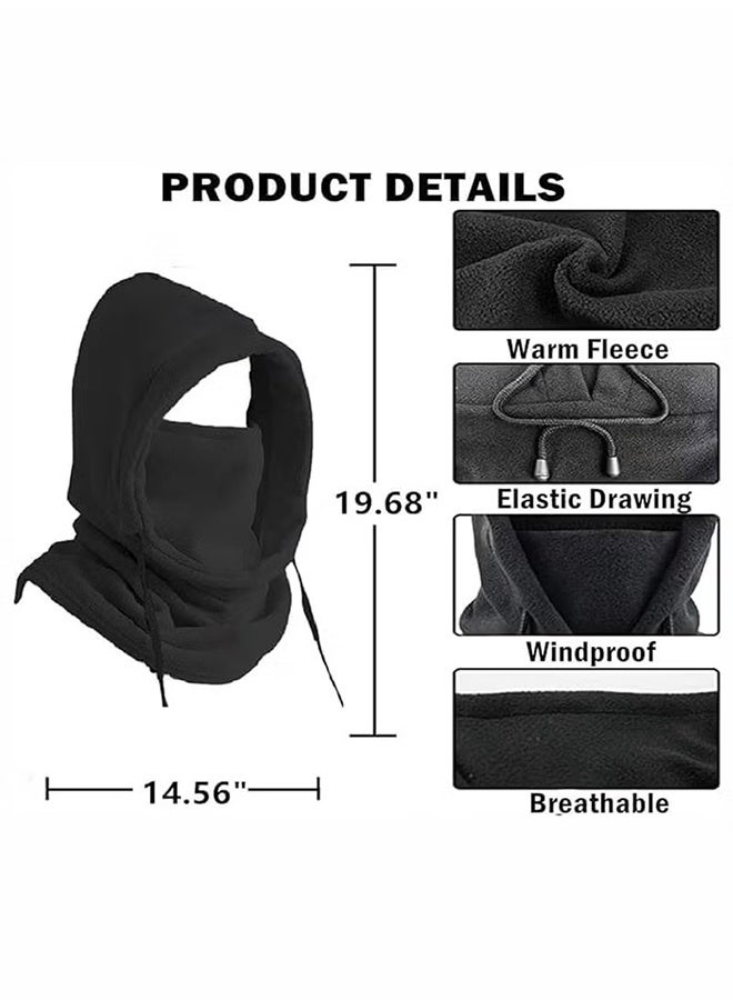 HY Windproof Winter Face Mask Warm Fleece Ski Mask for Men and Women Cold Weather Motorcycle Bike Cycling Neck Warmer (Black) - Image 2