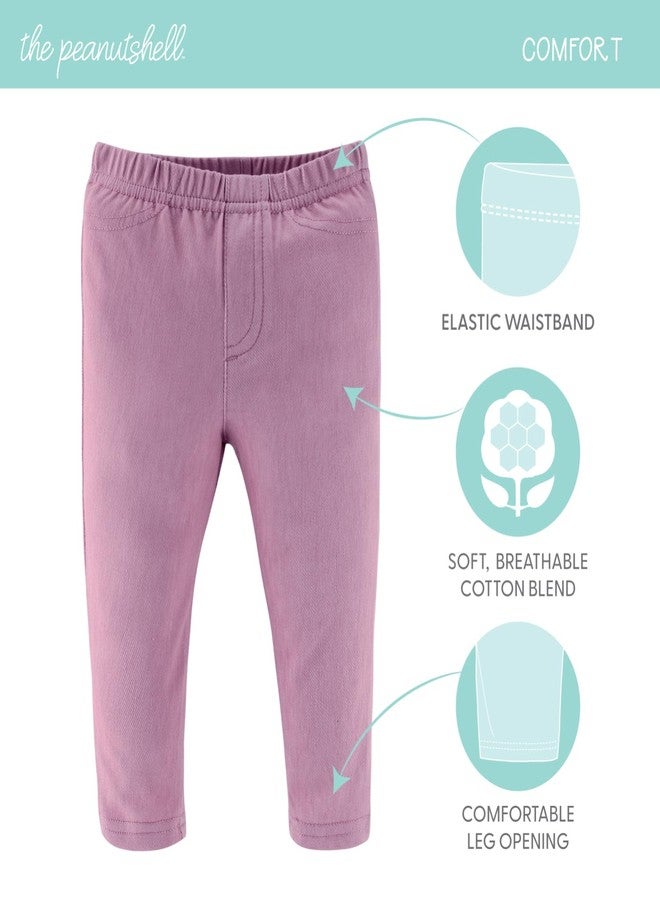 The Peanut Shell The Peanutshell Baby Girls Jeggings Set of 4-9-12 Months Size Jeans, Soft and Stretchy Pants, Girl Leggings, Infant and Toddler Girl Clothes - Multicolor - Image 2