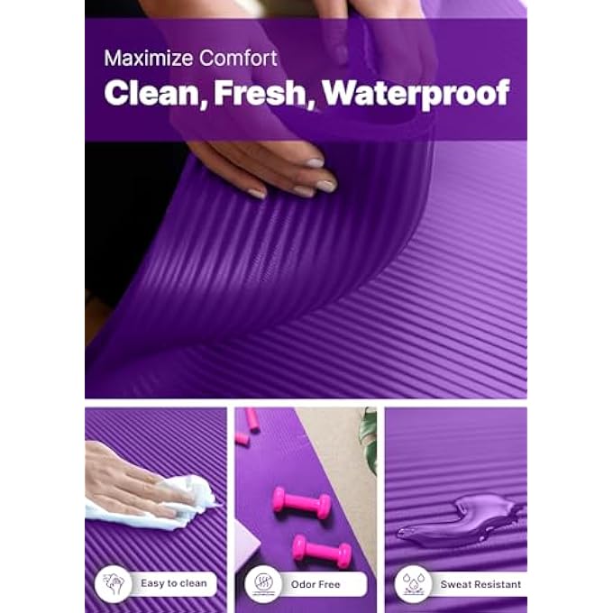 ROMIX Yoga Mat, 10Mm Thick Eco Friendly Foam Exercise Mat With Carry Bag And Strap, (180 X 60 Cm) Non Slip Classic Pro Workout Mat For Women Men Home Fitness Pilates Gymnastics Aerobics Meditation - Image 5