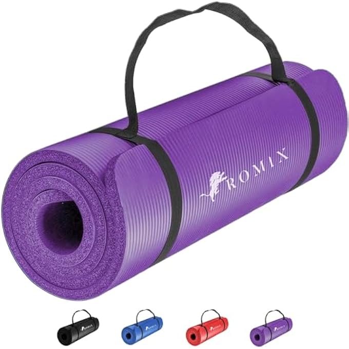 ROMIX Yoga Mat, 10Mm Thick Eco Friendly Foam Exercise Mat With Carry Bag And Strap, (180 X 60 Cm) Non Slip Classic Pro Workout Mat For Women Men Home Fitness Pilates Gymnastics Aerobics Meditation - Image 1