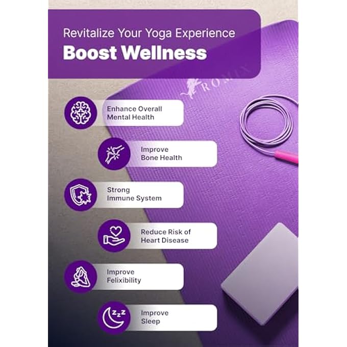 ROMIX Yoga Mat, 10Mm Thick Eco Friendly Foam Exercise Mat With Carry Bag And Strap, (180 X 60 Cm) Non Slip Classic Pro Workout Mat For Women Men Home Fitness Pilates Gymnastics Aerobics Meditation - Image 3