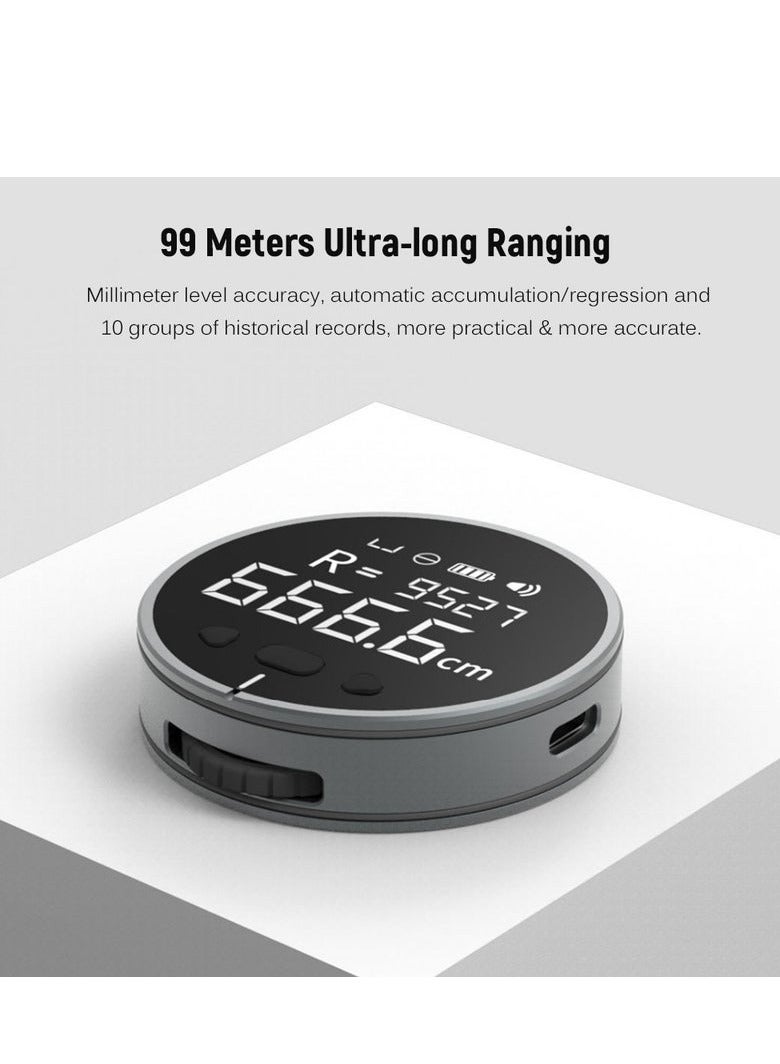 Generic small Q electronic ruler – compact design, 99M max range, measures flat, curved  cylindrical surfaces, 360-day battery life, high-value portable tool  - Image 2