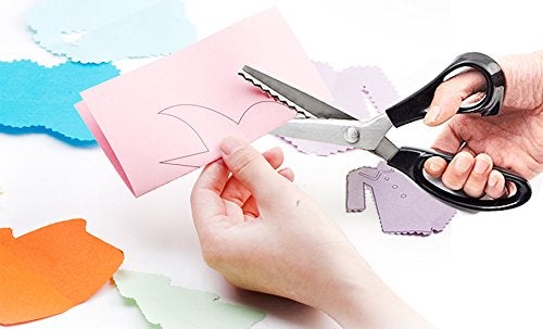 Fabric Pinking Shears Serrated Scalloped Stainless Steel Professional Sewing Scissors for Leather Tailoring Paper Craft Black 5mm Serrated Blade
