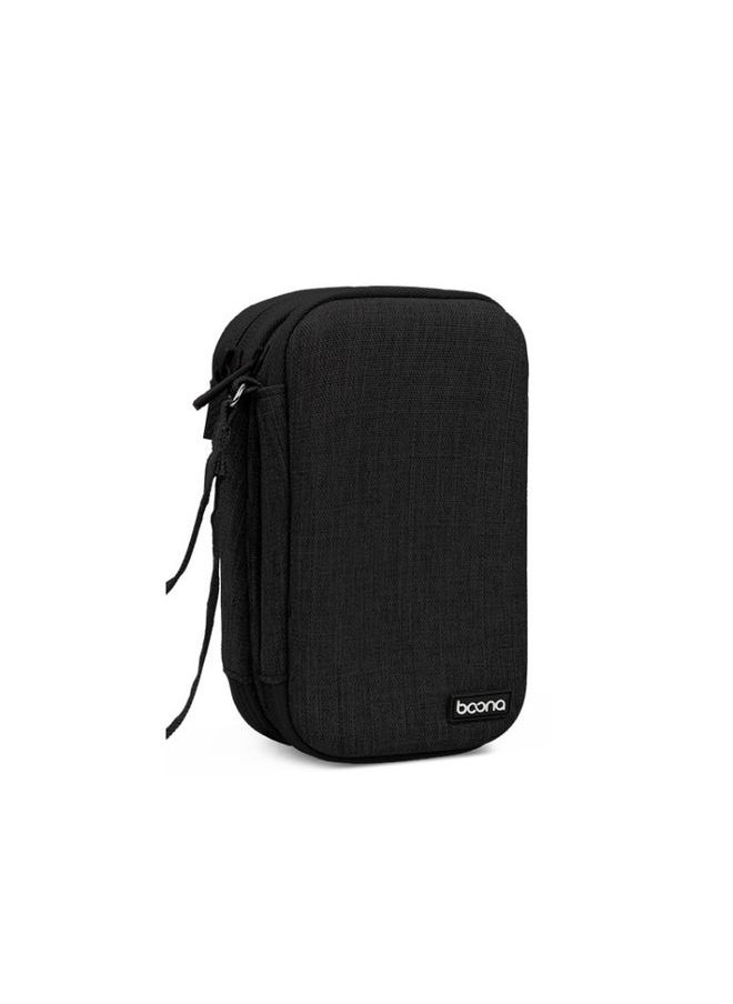 BURAQ Baona BN-F027 Double-Layer Mobile Hard Disk Storage Bag EVA Hard Shell Hard Disk Protective Cover(Black)  - Image 1