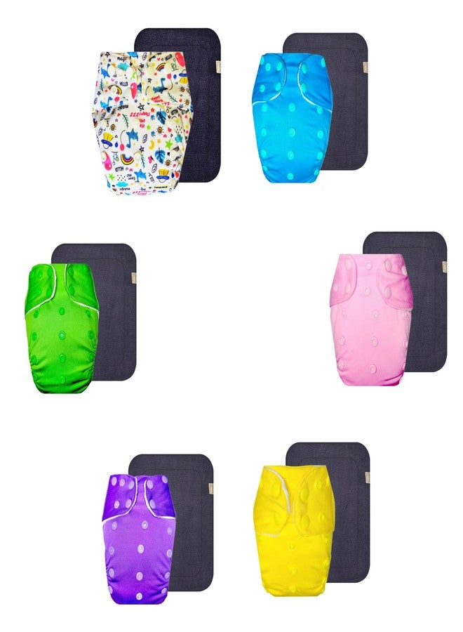 Dumbledo Premium Cloth Diaper with Gray Insert (Pack of 6) | Snug Fit | Reusable & Washable | Easy to Clean | Ideal for Toddlers | 3 Months - 3 Years | Unisex Baby - Image 1