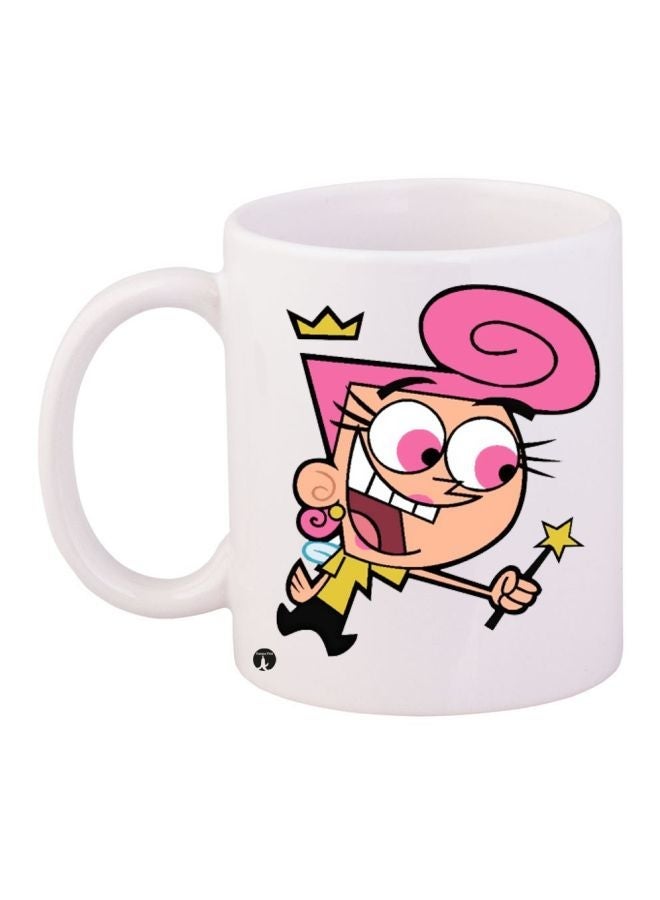 RYN Cartoon Printed Coffee Mug White/Beige/Pink 11ounce