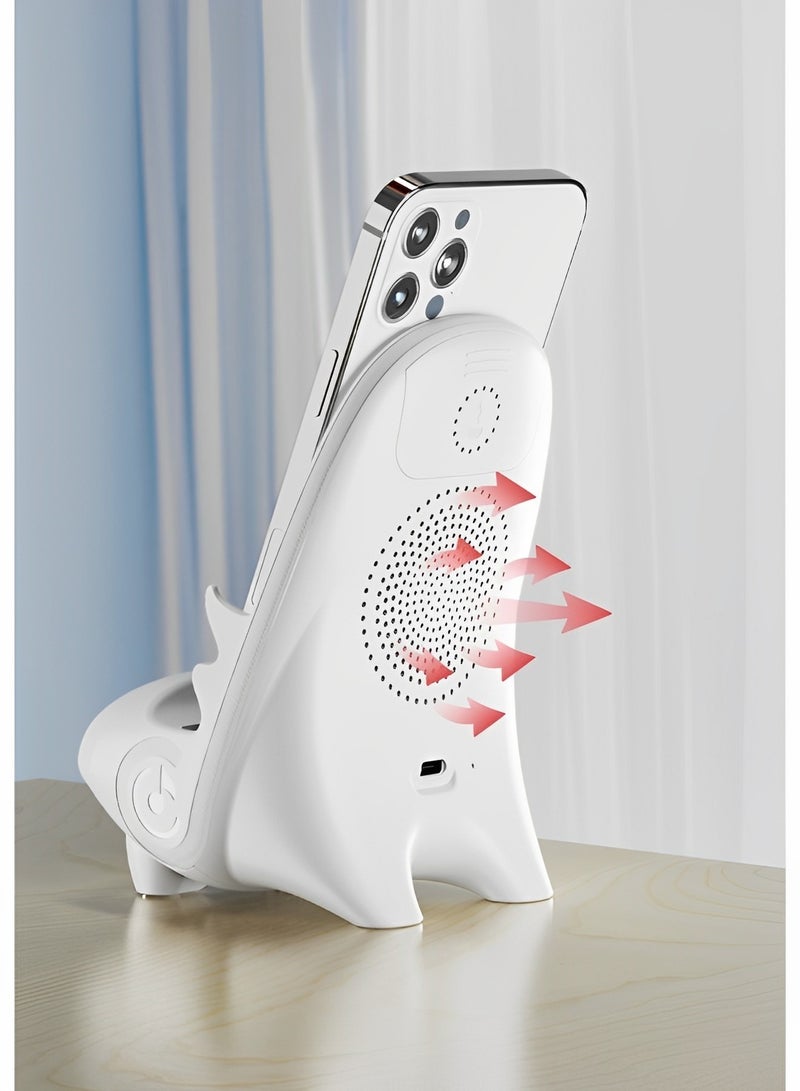 ريوكل شاحن لاسلكي صغير مع كرسي شحن لاسلكي سريع وحامل هاتف متعدد الوظائف وحامل هاتف محمول مع وظيفة مكبر صوت وحامل هواتف وديكور سطح المكتب - Image 4