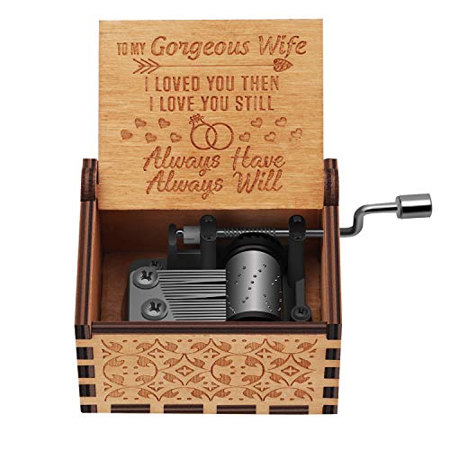 Huntmic You are My Sunshine Wood Music Boxes,Laser Engraved Vintage Wooden Sunshine Musical Box Gifts for Birthday/Christmas/Valentine's Day (Wood-Husband to Wife) - Image 3