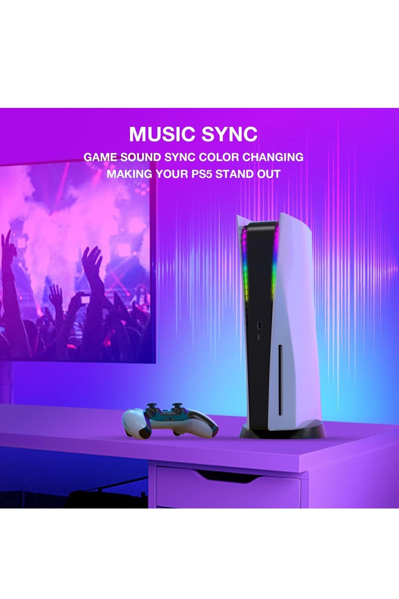 فلاشهوك شريط إضاءة LED RGB لجهاز PlayStation 5 / PS5 Slim (إصدار رقمي وقرص) - تحكم عن بُعد/تطبيق/USB، 8 ألوان، أكثر من 400 تأثير، مزامنة الموسيقى، ملحقات ديكور DIY - Image 3