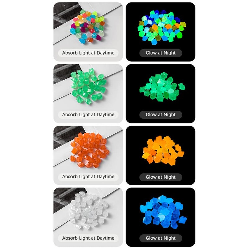 200 قطعة من أحجار التوهج في الظلام البيضاء على شكل ماسي لتزيين أحواض الأسماك وممرات الحدائق - Image 4
