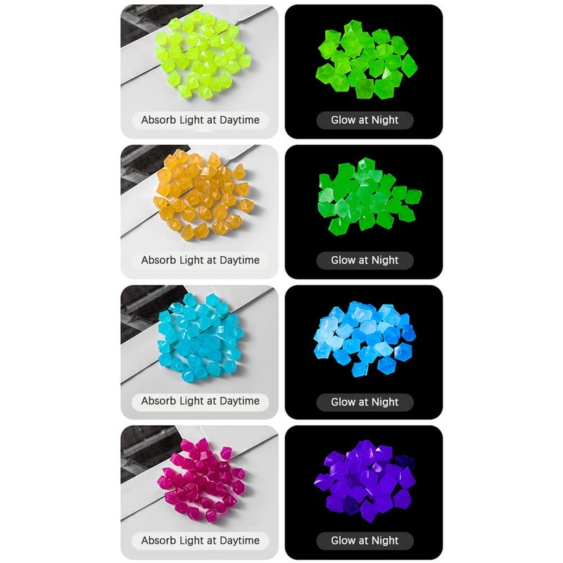 200 قطعة من أحجار التوهج في الظلام البيضاء على شكل ماسي لتزيين أحواض الأسماك وممرات الحدائق - Image 5