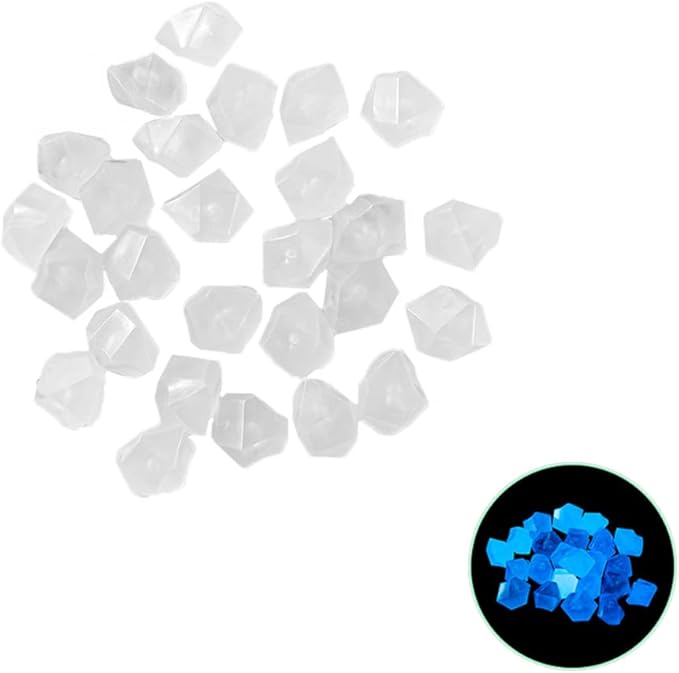 200 قطعة من أحجار التوهج في الظلام البيضاء على شكل ماسي لتزيين أحواض الأسماك وممرات الحدائق - Image 1