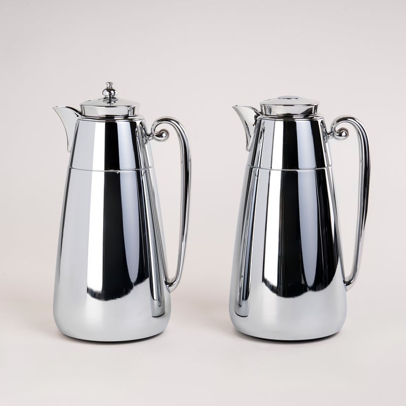 Dallaty set of 2 steel vacuum flask matt silver 1L - Image 1