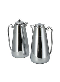 Dallaty set of 2 steel vacuum flask matt silver 1L