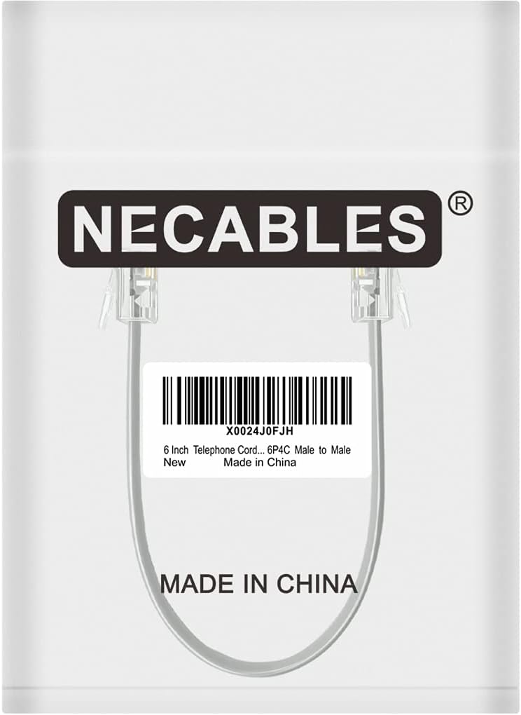 NECABLES 6 Inch Short Telephone Cord Phone Cable Wall Phone Cord for Landline RJ11 6P4C Male to Male - Image 4