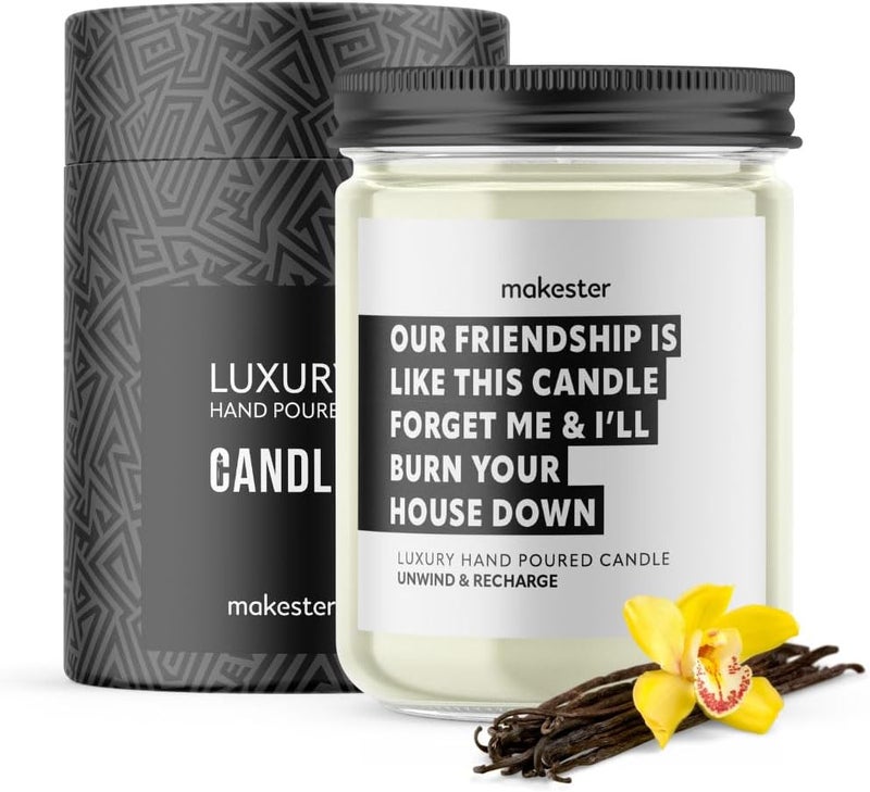Makester Friendship Gifts for Women - 220g Soy Wax with Madagascan Vanilla, Jasmine & Sugared Almond - Best Friend Birthday Gifts - Christmas Friendship Candle - Image 1