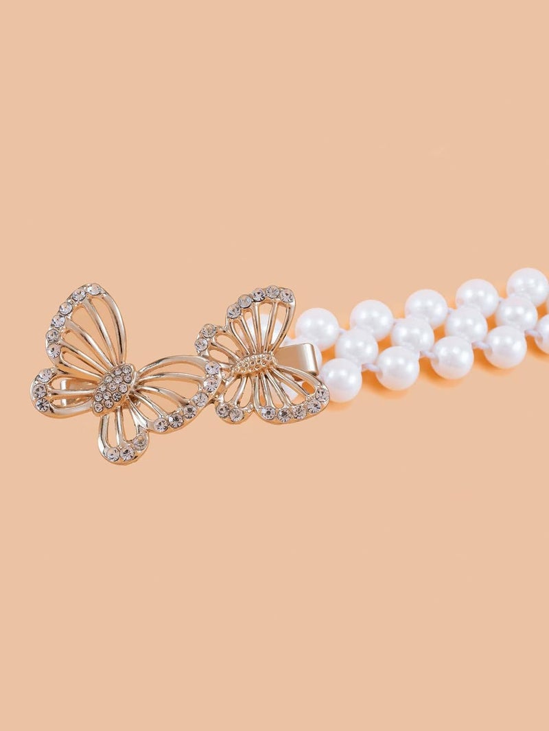 Shining Diva Fashion فساتين لؤلؤ تقليدية أنيقة للنساء والفتيات (بيضاء) حزام خصر سلسلة كمر بند جينز - Image 5